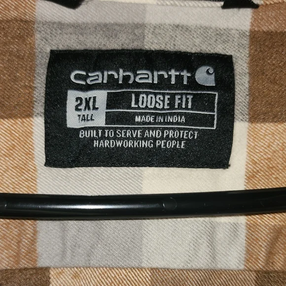 Carhartt Brown, White & Gray Plaid Flannel Work Shirt - Picture 3 of 3